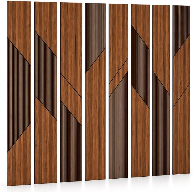 106” x 15.7” Canyon Walnut 3D Wood Wall Panels, Peel and Stick Self-Adhesive Wall Panels for Interior Accent Walls, Waterproof WPC Wall Panels, Covers 92 Sq. Ft. (Set of 8) by Unknown