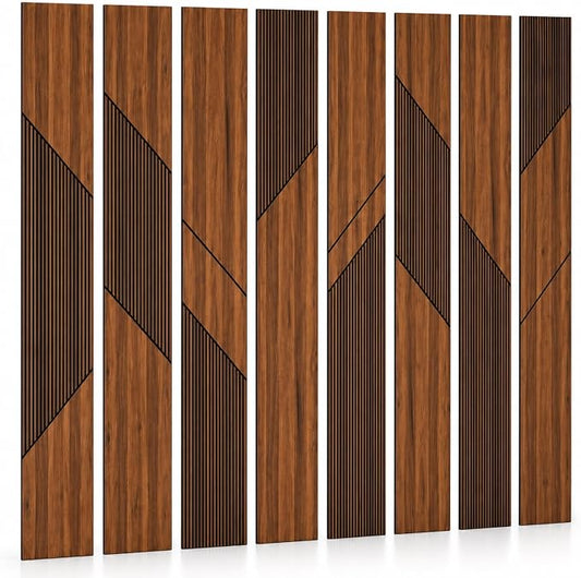 106” x 15.7” Canyon Walnut 3D Wood Wall Panels, Peel and Stick Self-Adhesive Wall Panels for Interior Accent Walls, Waterproof WPC Wall Panels, Covers 92 Sq. Ft. (Set of 8) by Unknown