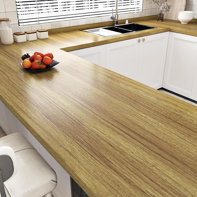 WESTICK Brown Wood Peel and Stick Wallpaper Light Wood Grain Contact Paper for Countertops Desk Waterproof Vintage Natural Wooden Vinyl Wrap for Cabinets Kitchen Island Bathroom Table 15.8"x80" - Image 2