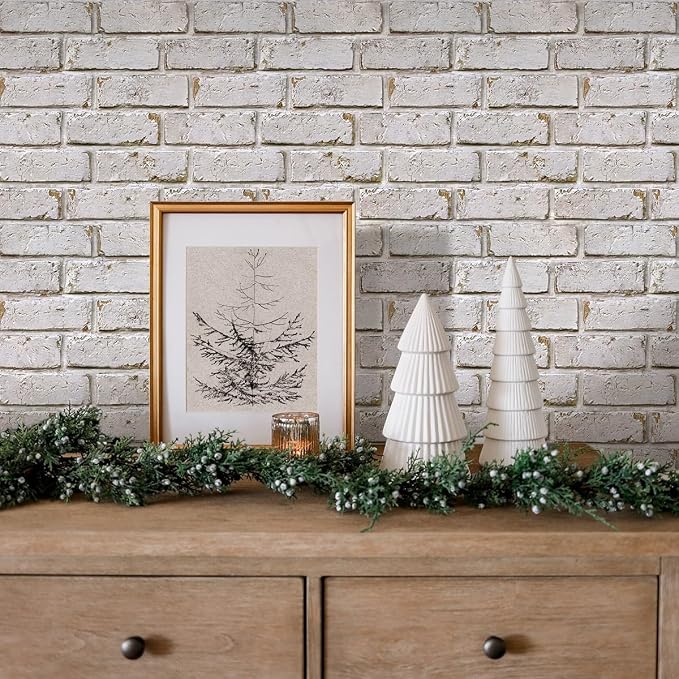 3D Faux Brick Wall Panels Peel and Stick, Designed for Quick DIY | Warm Whitewash, 10 Pcs 11.8" x 11.8", Small Brick-Look, Ultra-Light PVC Fake Brick Covering for Wall Decor, Cover 9.7 sq ft - Image 7