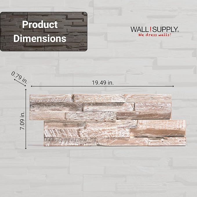 Wall!Supply 3D Wall Panels – Reclaimed Whitewash Asian Teak Wood – Home Decor Wallpaper Alternative for Living Room, Bedroom & Office – Easy DIY Installation – 10 Pack, Covers 9.6 Sq Ft | Real Reclaimed Asian Teak, Wallpaper Alternative, Easy DIY Insta... - Image 4