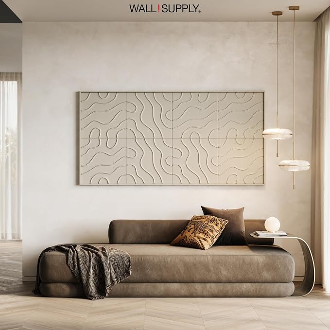 Wall!Supply 3D Flow Line Wall Panels, 12-Pack, Cashmere | Lightweight XPS Foam, Wallpaper Alternative, Easy DIY Installation, Covers 32.29 Sq Ft, for Living Room, Bedroom, Office - Image 6