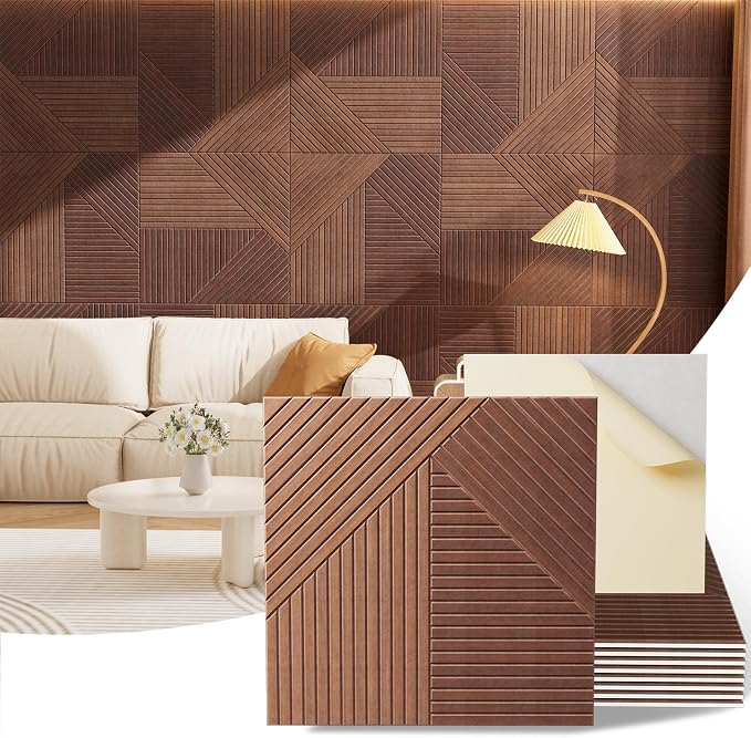 Acoustic Wall Panels, 8 Piece 23.62" X 23.62" Peel and Stick Wall Panels | High-Density Polyester Fiber Self Adhesive Soundproofing for Interior Wall Décor, Haven Panel Divide by Vellorise