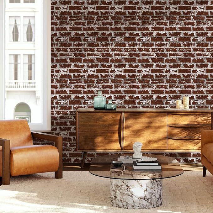 Commomy 3D Wall Panels Peel and Stick Faux Brick 10 Pcs 11.8" x 11.8" | Small Size Thin PVC Brick Wallpaper Tiles Backsplash for Kitchen,Bedroom,Living Room,Quick DIY Wall Decor(Covers 9.7 sq.ft) - Image 8