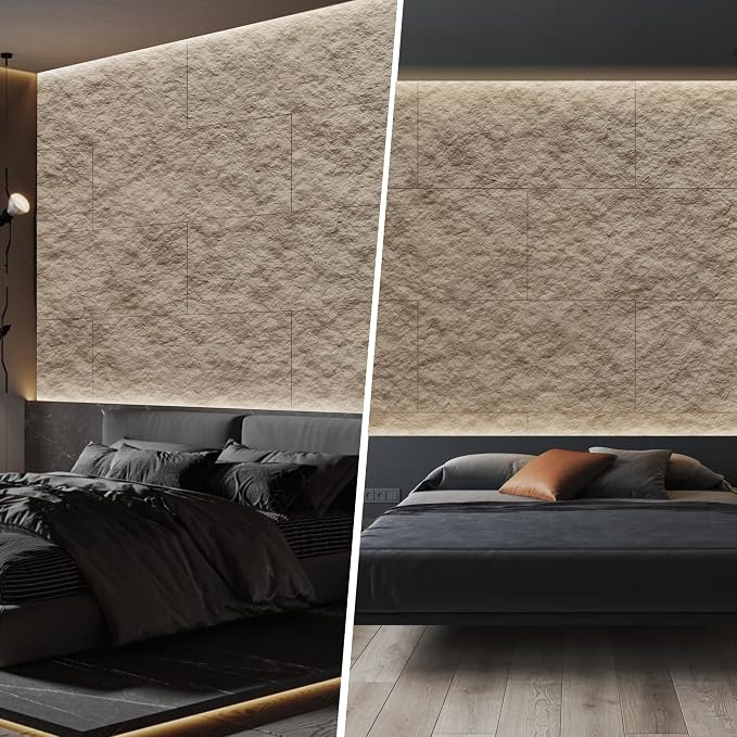 3D Faux Stone PU Wall Panels for Interior Decor, 4 Pieces, Stone Yellow | Cement Texture Accent Wainscoting Panel for Home, Office, 47.2" × 23.6" - Image 2