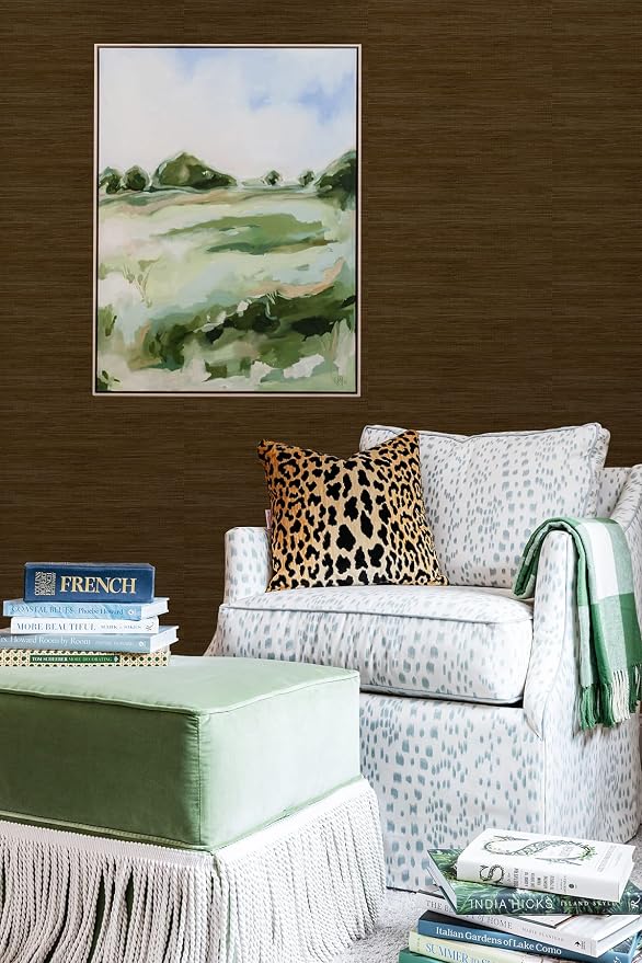 NuWallpaper x Society Social Brown Classic Faux Grasscloth Peel & Stick Wallpaper, SSS6010 - Image 3