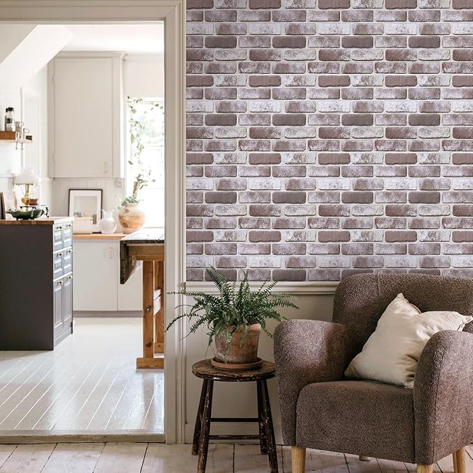 Commomy Faux Brick Wall Panels Peel and Stick Thin PVC 10 Pcs 11.8" x 11.8" | Small Size Thin PVC Quick Wall Covering Home Decor for Kitchen,Fireplace,Home Office (Covers 9.7 sq.ft) - Image 9