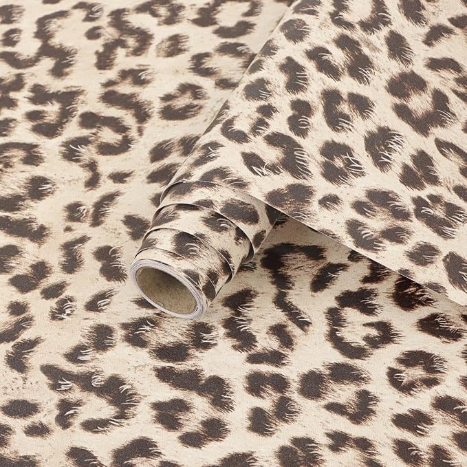Arthome Leopard Print Peel and Stick Wallpaper 17" x 240" | Removable Cheetah Contact Paper, Covers 28.3 sq ft. Great for High Ceilings, Stair Risers or Seamless Tall Wall Makeovers by ArthomeWALLDECOR