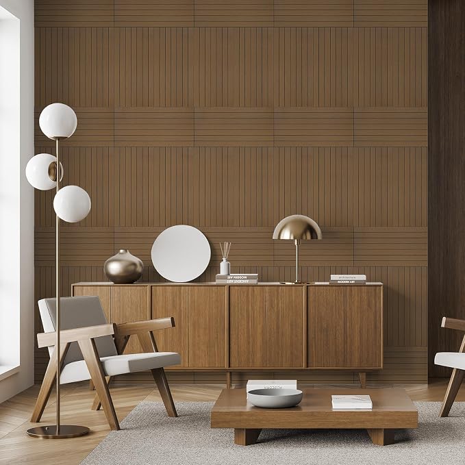 WADILE Peel and Stick Wood Slat Wall Panels 12x24in PVC 10 Pack | Decorative wall panels, self adhesive, living room, bedroom, accent wall, not real wood - Image 8