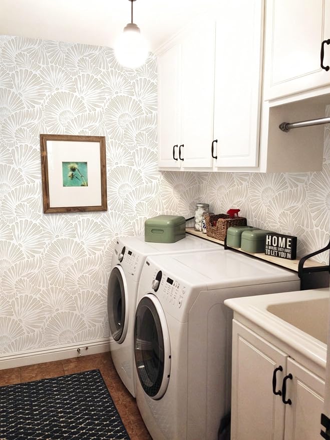Ismoon Beige Wallpaper Peel and Stick Wallpaper Boho 17.3in x 16.4ft Neutral Removable Modern Geometric Wall Paper for Bathroom Bedroom Nursery Home Wall Waterproof Vinyl - Image 4