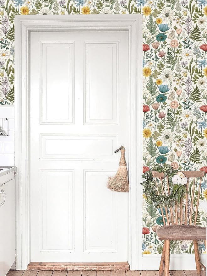 Orainege Floral Wallpaper Peel and Stick Vintage Floral Contact Paper | Green Leaf Contact Paper - Image 6