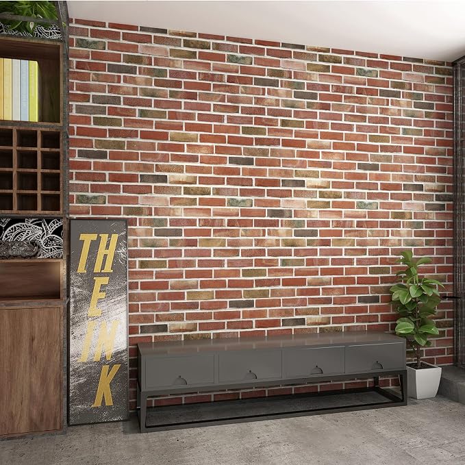 Art3d 20-Pack Durable Faux Brick Peel and Stick 3D Wall Panels, Red Brown | Coverage: 105 Sq. Ft, Waterproof, Oil-Proof, Easy to Wipe, Decorative, Ideal for Bedroom, Kitchen - Image 8