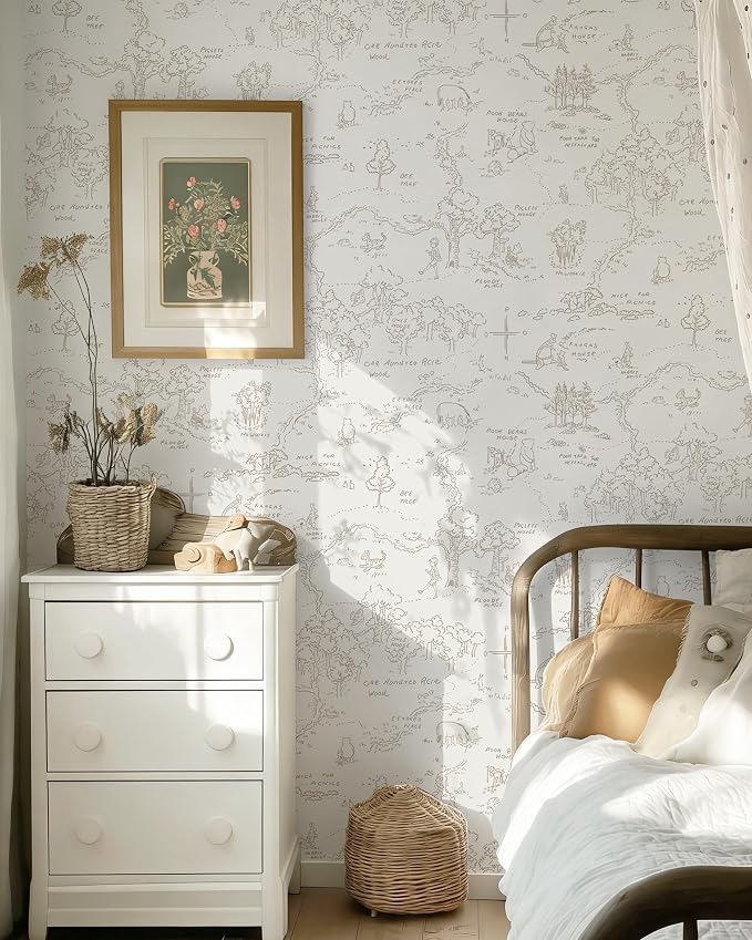 Dimoon 78.7"x17.3" Peel and Stick Wallpaper Contact Paper Boho Beige Wallpaper Brown Floral Removable Wall Paper Self Adhesive Vintage for Nursery Bedroom DIY Colorable Papel Tapiz para Pared - Image 4