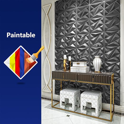 Art3dwallpanels 33 Pack 3D Wall Panel Diamond for Interior Wall Décor, PVC Textured Wall Panels, 12''x12'' Cover 32.Sq.Ft. Silver - Image 3