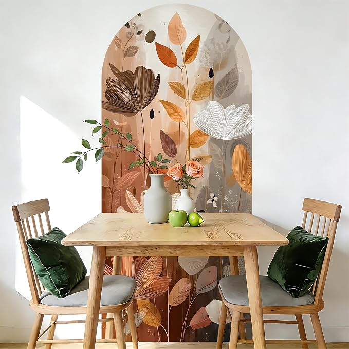 Arch Wall Decals Peel and Stick, Large Wall Stickers, Removable Home Decor Art Wallpaper for Bedroom Living Room 71'' × 31.7'' (Flower - B) - Image 7