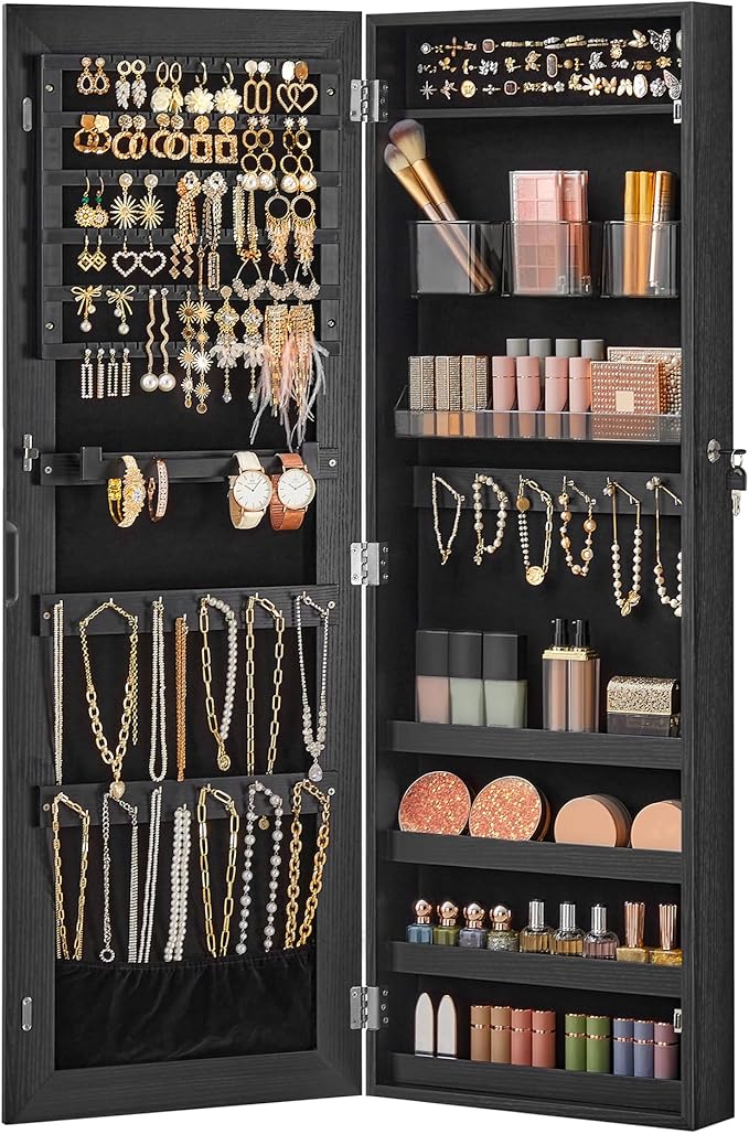 SONGMICS Mirror Jewelry Cabinet Armoire, Wall or Door Mounted, Lockable by Unknown
