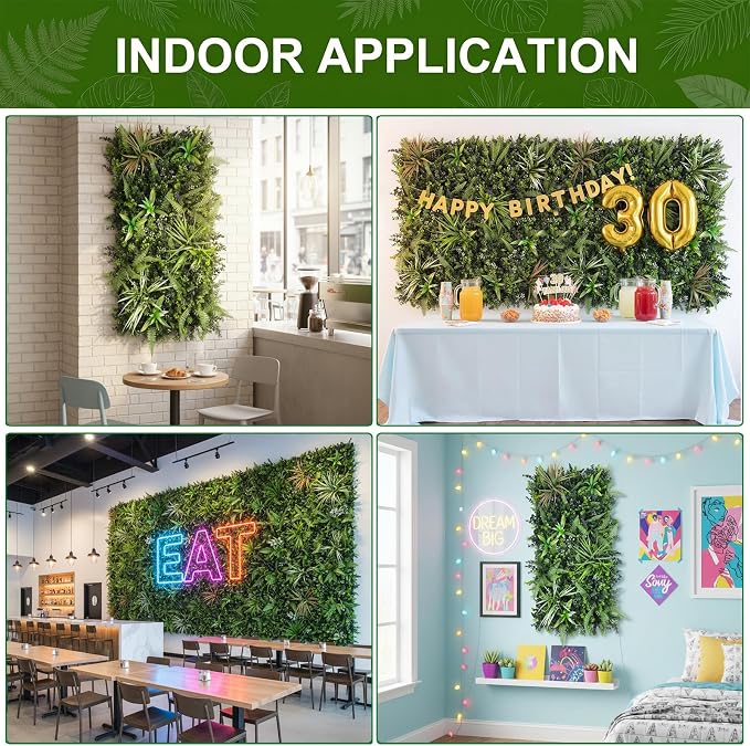 Artificial Greenery Grass Wall Panels Backdrop, 40" x 20" Green Wall Decor | UV Resistant, Realistic Fake Plant Wall, Green 3D Leaves Wall for Balcony Garden, Indoor Outdoor Privacy Screen Fence - Image 6