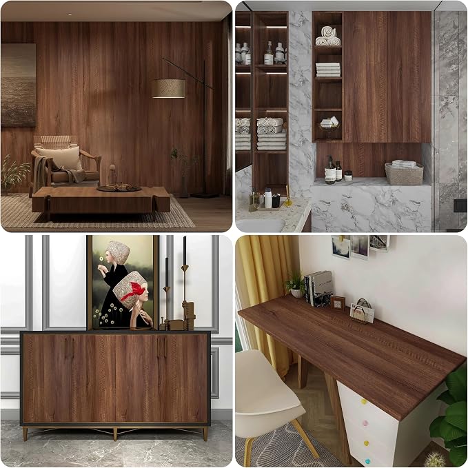 Large Walnut Wood Contact Paper 48x118 inch Peel and Stick Wood Grain Wallpaper Self-Adhesive Wooden Look Decorative Wallpaper Removable Countertop Vinyl Wrap for Drawer Liner Cabinets Walls - Image 6