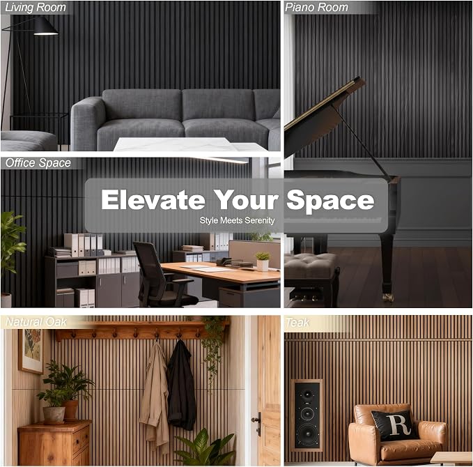 WoveN SounD Acoustic Wall Panels, Black Oak, 10 Pack, 47.2x23.6 in | Self-Adhesive, Peel and Stick, NRC 0.95, Premium Sound, Echo Proof, Slat Decor, Studio, Home, Office, Media Room - Image 6