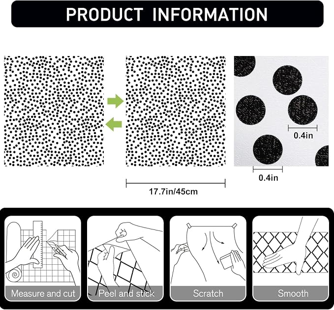 17.3”x300” Black and White Polka-Dot Wallpaper Self-Adhesive Contact Paper Moire Dot Peel and Stick Decorative Wallpaper Spots Contact Paper for Walls Bedroom Living Room - Image 3