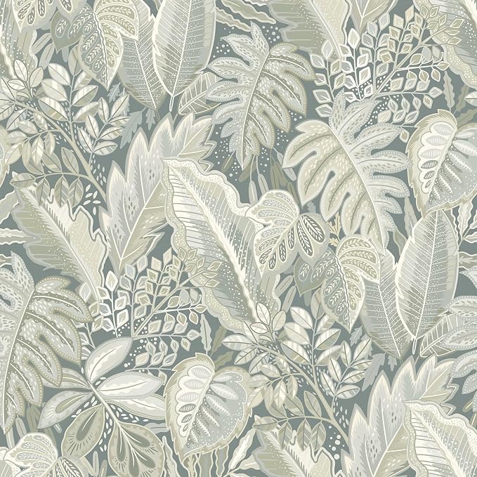 SOON AFTER Coffee Tropical Leaf Peel and Stick Wallpaper, 17.3" x 118" Removable &Waterproof Vinyl Contact Paper, Boho Jungle Leaf Self-Adhesive Wallpaper for Bedroom, Living Room, Cabinets by SOONAFTER