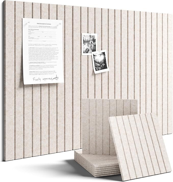 Fluxynara 36" x 24" Large Felt Bulletin Board, Oatmeal | 6 Pack Cork Board Alternative with 30 Safe Adhesive Tabs, Pin Boards for Wall Decor, Home, Office, Classroom,Dorm by FLUXYNARA
