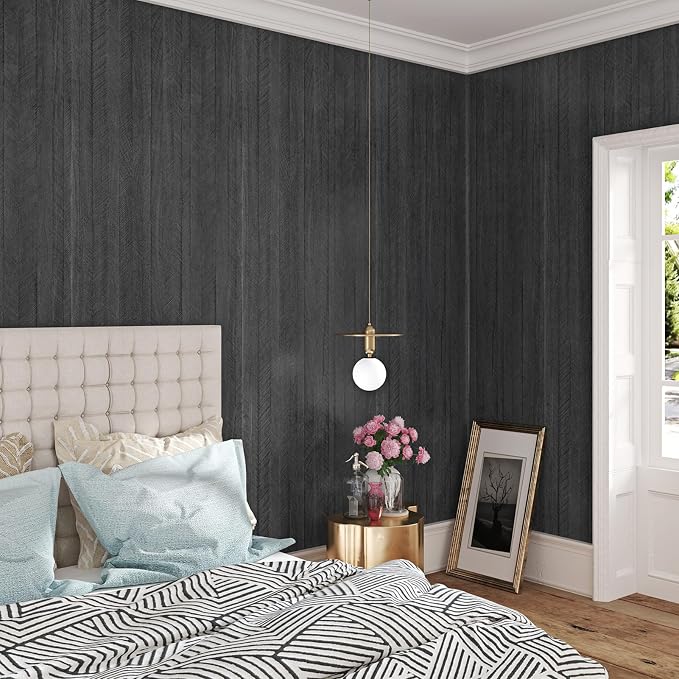 WESTICK Peel and Stick Wood Contact Paper for Countertops Waterproof Black Wooden Renter Friendly Wallpaper Removable Wood Grain Vinyl Wrap Contact Paper for Cabinets Table Desk Walls DIY 24" x 118" - Image 3