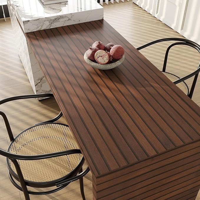 VEELIKE Dark Walnut Wood Slat Wallpaper Peel and Stick Wood Grain Panel Wallpaper for Bedroom Bathroom Accent Walls 24''x354'' Wide Self Adhesive Wooden Slat Vinyl Wall Covering for Kitchen Home Decor - Image 5