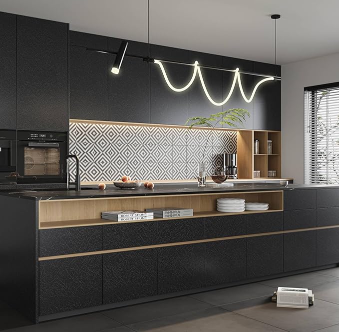 Black Silk Wallpaper Embossed Self Adhesive Peel and Stick Contact Paper | 23.6" X 118" Removable Waterproof Kitchen Vinyl Wrap Drawer Liner Cabinet Furniture Textured Renter Friendly Wall Gift Paper - Image 8