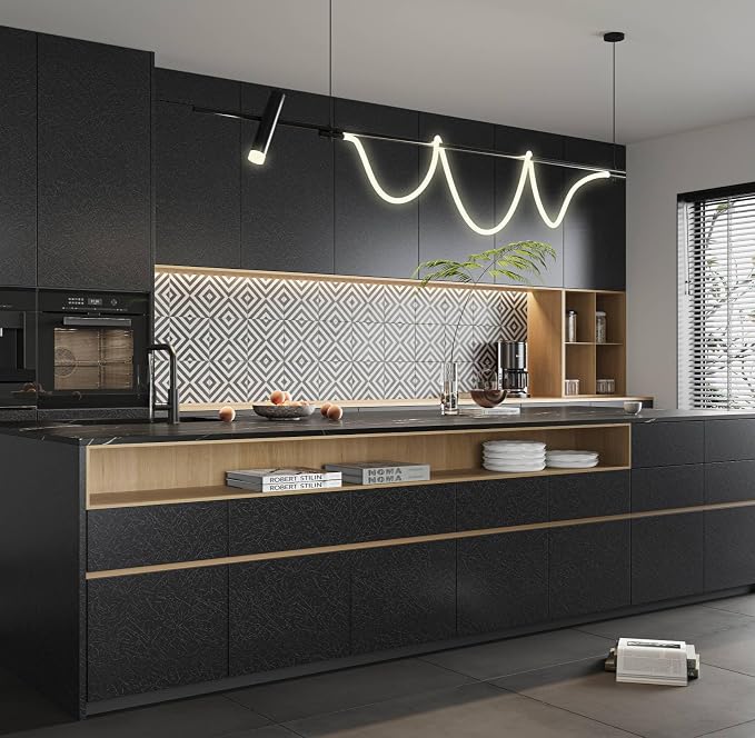 Black Contact Paper Peel and Stick Wallpaper for Cabinets and Drawers | Silk Embossed Black Textured Wallpaper Self Adhesive Removable Shelf Liner Walls Decal Vinyl Roll Paper 11.8" X 78.7" - Image 5