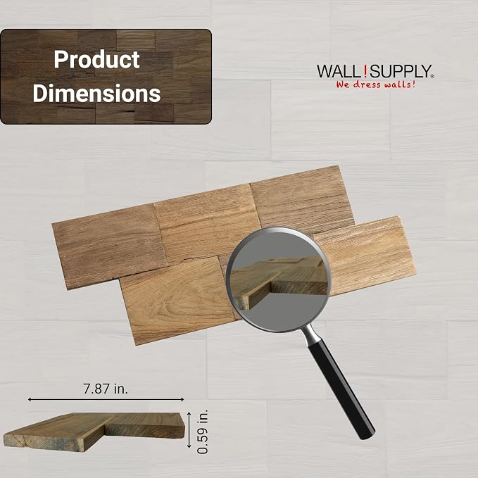 Wall!Supply 3D Wall Panels – Reclaimed Squared Asian Teak Wood – Home Decor Wallpaper Alternative for Living Room, Bedroom & Office – Easy DIY Installation – 10 Pack, Covers 9.68 Sq Ft | Real Reclaimed Asian Teak, Wallpaper Alternative, Easy DIY Instal... - Image 5