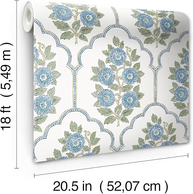 NuWallpaper x Society Social Floral Bazaar Green and Blue Peel and Stick Wallpaper, SSS6316 - Image 6