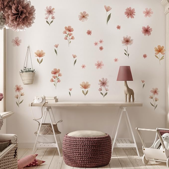 Flower Wall Decals - Peel and Stick Large Floral Flowers Wall Stickers,Removable Flower Home Decor Art for Kids Living Room, Bedroom, Nursery Decor Wall Corner Decor (Flower Wall Decals) - Image 7