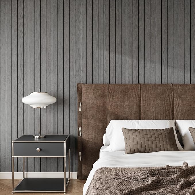 CRE8TIVE 24"x118" Dark Grey Faux Slat Wood Panels for Wall Peel and Stick | Wall Panels for Interior Wall Decor, Flexible Wooded Slat Wall Panel, Renter Friendly Wood Wallpaper for Living Room Ceiling - Image 2