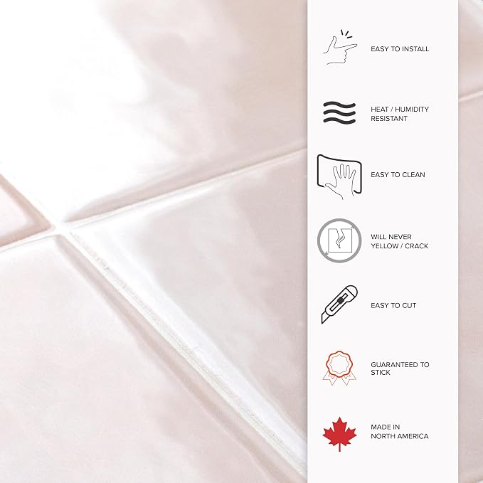Smart Tiles Peel and Stick backsplash, Zellige Pink, 9"x9" | Pack of 5 (2.8 sq ft), Glossy, Heat/Moisture Resistant, Low VOC, Kitchen/Bathroom, Renter Friendly, Made in Canada - Image 6