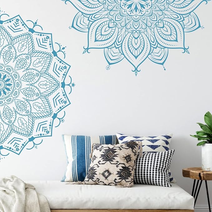 Large Mandala Wall Stickers Mandala Window Decals Yoga Room Wall Decoration | Headboard vinyl decoration, lotus peel and stick stickers, removable self adhesive decals, for bedroom living room yoga room - Image 7