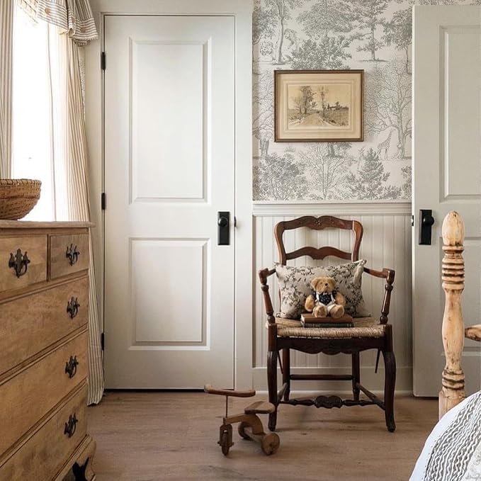 Woodland Wallpaper Peel and Stick- Vintage Beige Forest Tree Mural for Bedroom Living Room Removable Animals Contact Paper Self Adhesive Wallpaper (Cream, 17.3" X 78.74") - Image 3