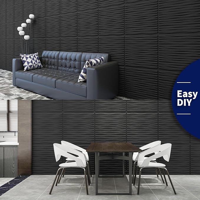 Art3dwallpanels Ceiling Tiles 24x 24 Inch, 24 Pack, Black | Drop Ceiling Tiles, 3D Wall Panels, Fire Rated Waterproof Premium PVC, No Sag and Breakage, Cover 96 Sq.Ft - Image 5