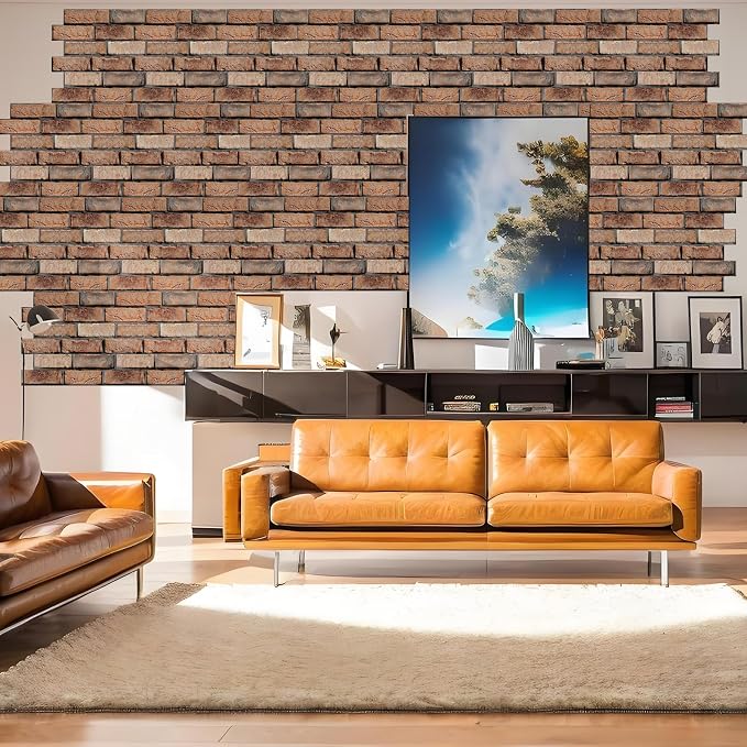 3D Wall Panels Peel and Stick 10 Pcs Brick Textured PVC Panels | 11.81*11.81 Inch, Waterproof, Self-Adhesive Wall Tiles, for Accent Walls, Kitchen, Bathroom, Bedroom & Office Decor - Image 9