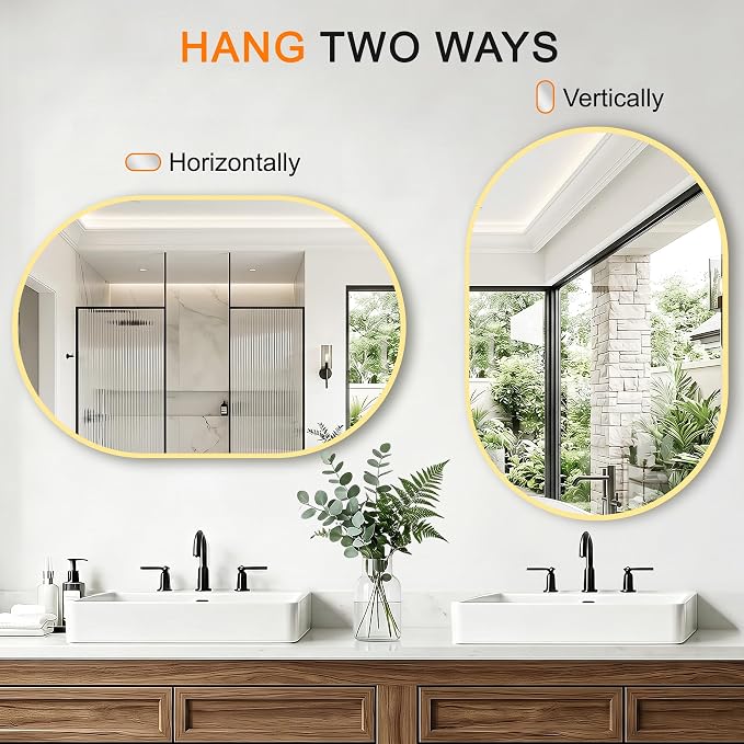 Oval Bathroom Mirror, 2 Pack 20"x30" Gold Vanity Mirror for Over Sink - Image 3