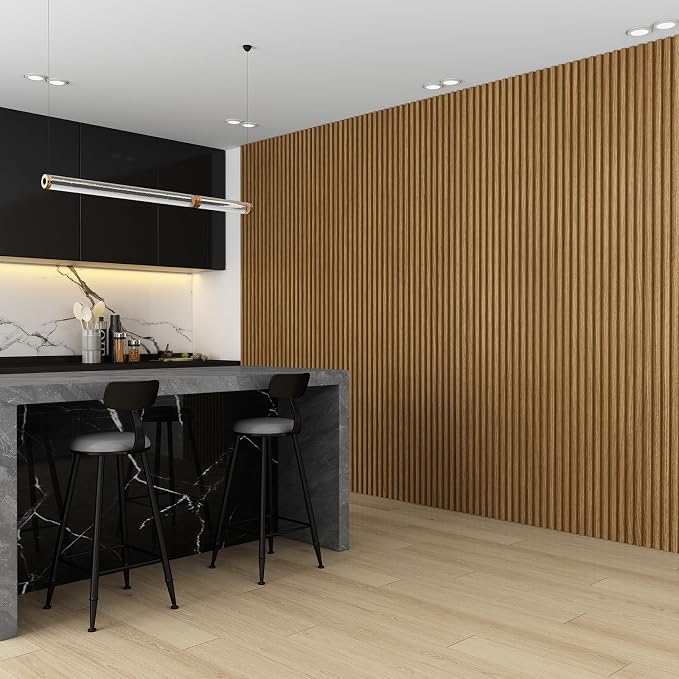 Slat Wall Panel 8-Pack, 118’’x6.1’’, Oak | WPC Wall Panel for Interior Wall Decor, TV Background, Kitchen, Bedroom - Image 4