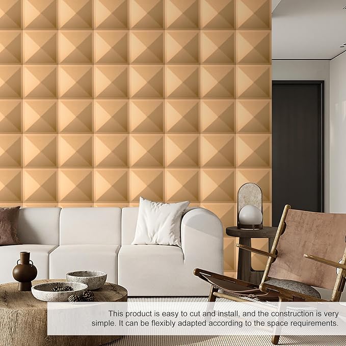 12 Pack 3D Wall Panels for Interior Wall Decor, Accent Wall Panels for Office Living Room Bedroom Hotel Lobby, 12''x12'' Pyramid Wallpapers Cover 12 Sq.Ft, Coffee Brown - Image 6