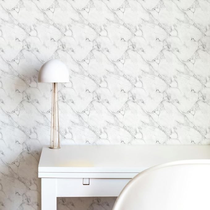 Main Street Peel and Stick Wallpaper Sheets, Carrara Marble, 12-Pack | 11 x 16 in sheet size; Covers up to 14.67 sq ft; Eco-friendly paper material; No paste or additional adhesive required - Image 6