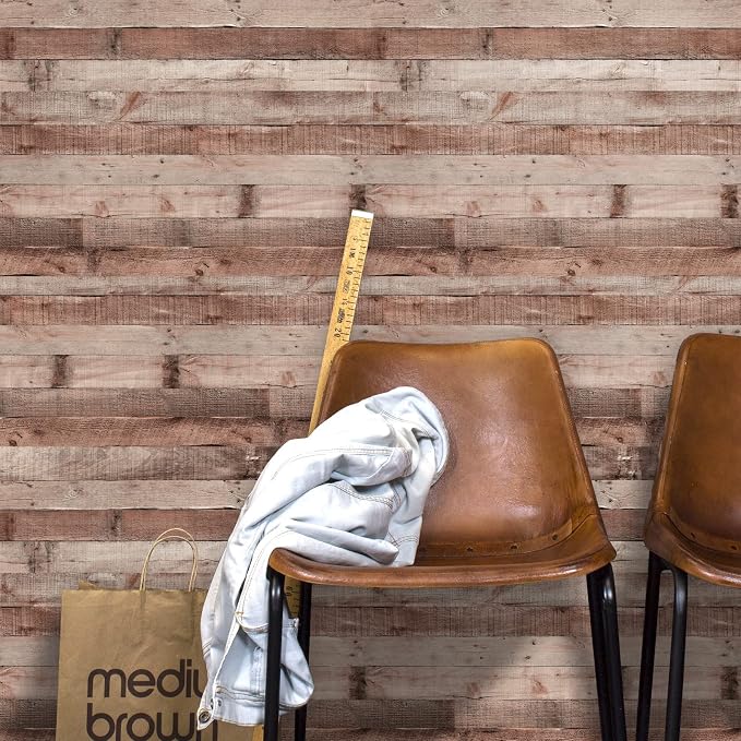 Yun-aeon Natural Wood-Cinnamon Contact Paper Peel and Stick Wallpaper | 17.3"x 120"Self Adhesive Removable Vintage Faux Wood Wall Paper Plank Shelf Home Decoration Kitchen Counter Cover - Image 8