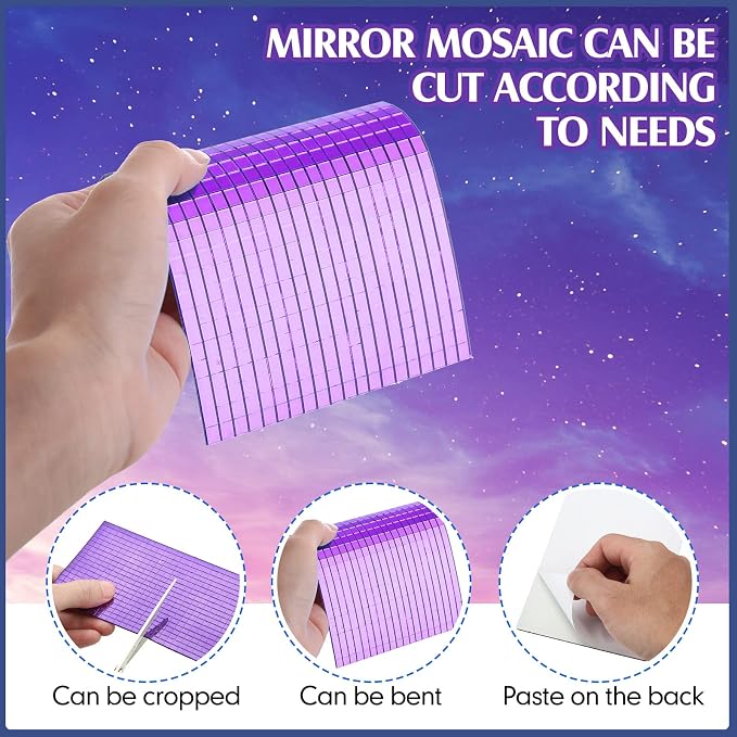 7200 Pieces Purple Disco Mirror Tile Self-Adhesive Mirrors Mosaic Tile - Image 3