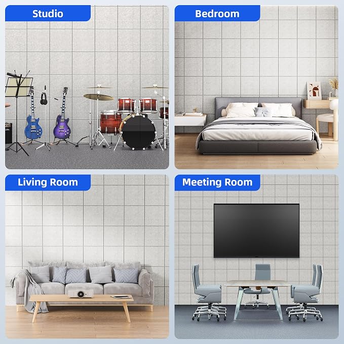 20 Pack Acoustic Panels with Self Adhesive Sound Proof Foam Panels for Wall | 12" X 12" X 0.4" High Density Soundproof Wall Panels, Brick Sound Absorbing Panels for Home Studio Office Decor - Ivory - Image 5