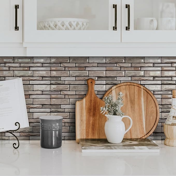 Brick Peel and Stick Kitchen Backsplash Tiles | 10 Sheet 3D Wall Panels Back Splash Waterproof Self Adhesive Wall Stickers for Bathroom Fireplace RV Camper Van（6"x12"） - Image 4