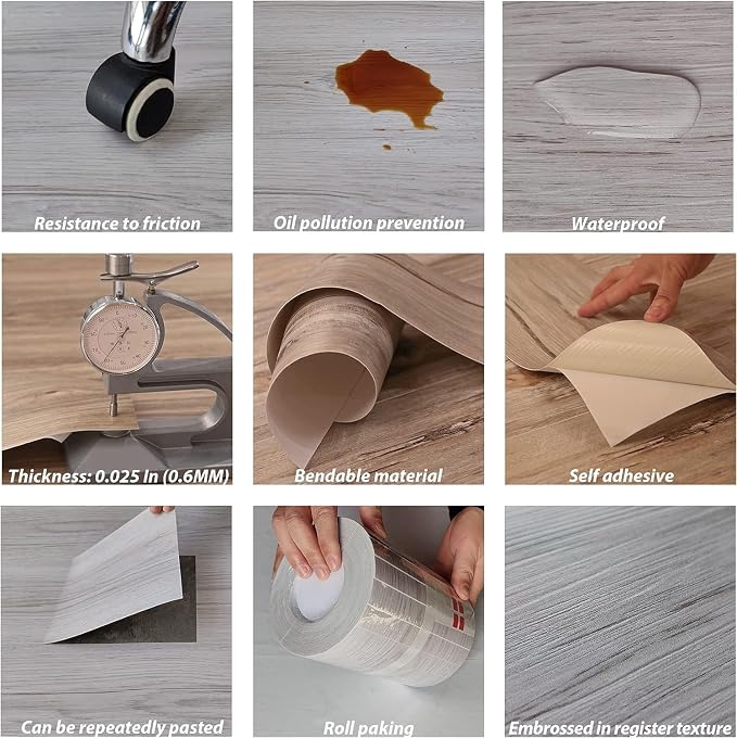 Lareko Peel and Stick Floor Tile, Waterproof Vinyl Plank Flooring | 12-Pack 18 Sq.Ft , Self-Adhesive Laminate Vinyl Tiles,Realistic Wood Grain for DIY Bathroom, Laundry Room & Rental Upgrades - Image 8