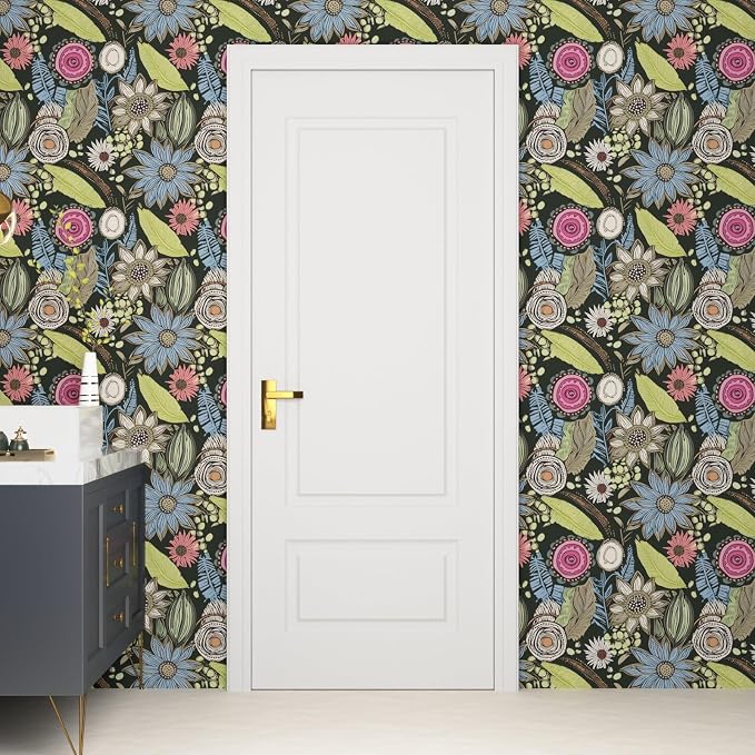 Laatse Boho Wallpaper Peel and Stick 17.5"x118", Dark Green Contact Paper | Self Adhesive/Removable/Waterproof/Thick Vinyl Wall Paper for Bathroom Bedroom Shelf Cabinet Drawer,Prepasted,Easy Peel - Image 7