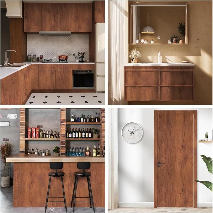 Wood Grain Contact Paper Peel and Stick Wallpaper for Cabinets Furniture | 17.7"x393" Brown Self-Adhesive Removable Vinyl Film Decor for Countertops Drawers Shelf Liner Home Furniture Renovation - Image 5